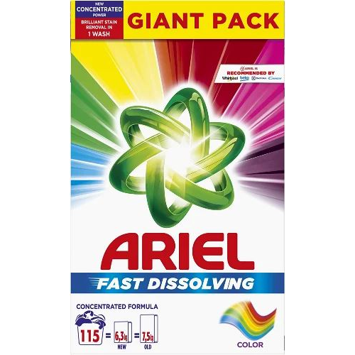 Прах за пране Ariel Color, за 115 пранета, 6.325 кг