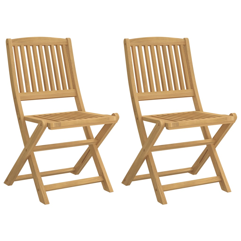 2 db összecsukható tömör akácfa kerti szék 57x48,5x90 cm (365743)
