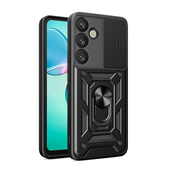 gigapack Defender szilikon telefonvédő (ütésállóság, tartógyűrű, kameravédő) FEKETE Samsung Galaxy S25 Plus (SM-S936) 