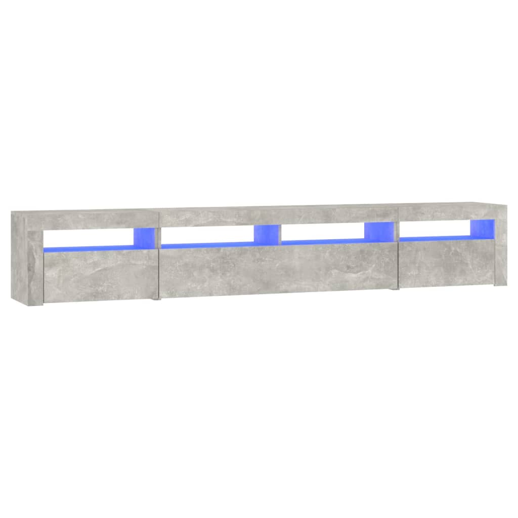 betonszürke TV-szekrény LED-lámpákkal 240x35x40 cm (3152725)