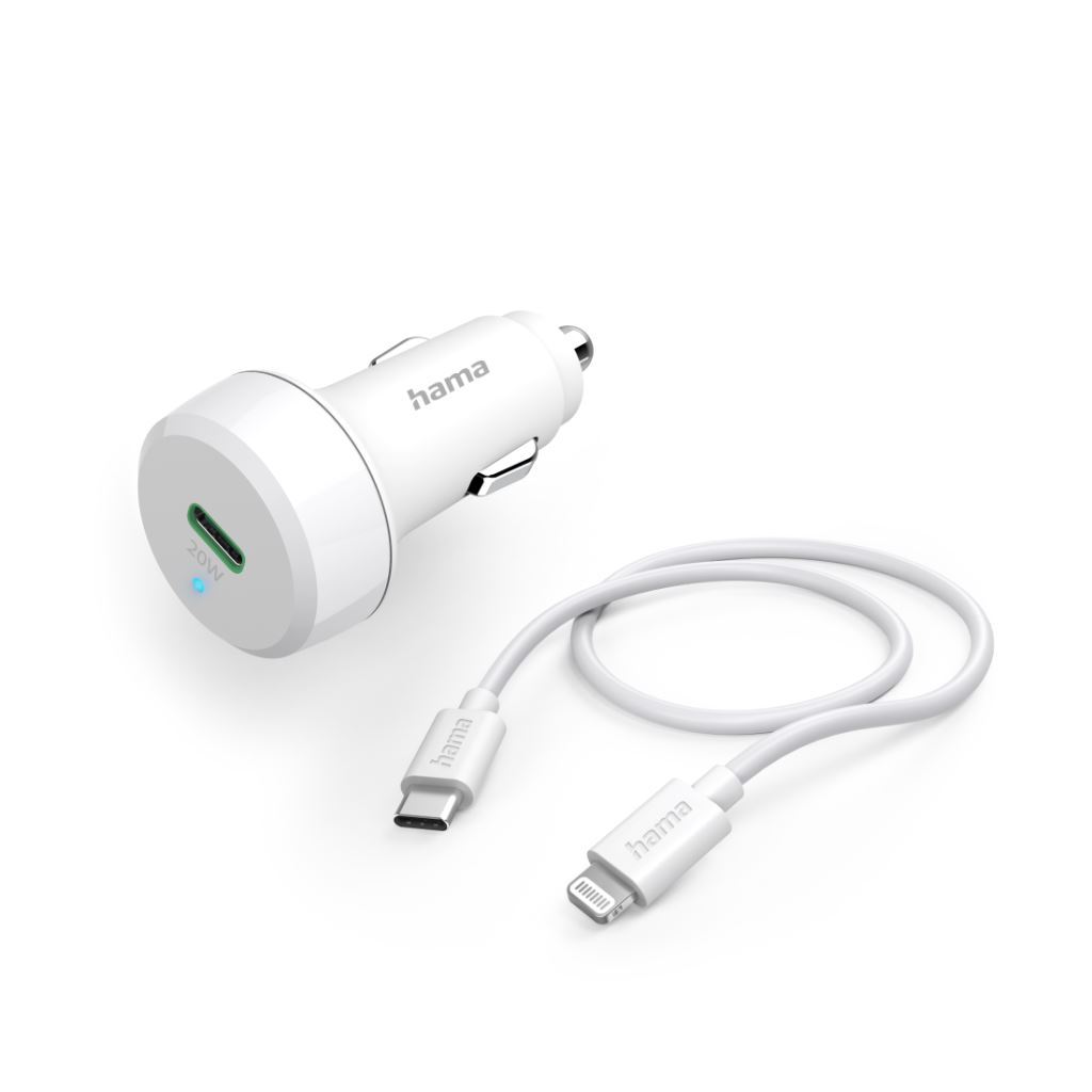 Hama PD, 20W autós töltő 1m-es USB-C - Lightning kábellel (201611) (hama201611)