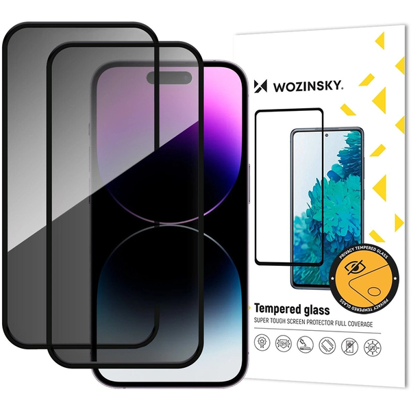 Szkło hartowane Wozinsky Privacy Glass prywatyzujące na iPhone 17 Pro Max, zestaw 2 sztuk
