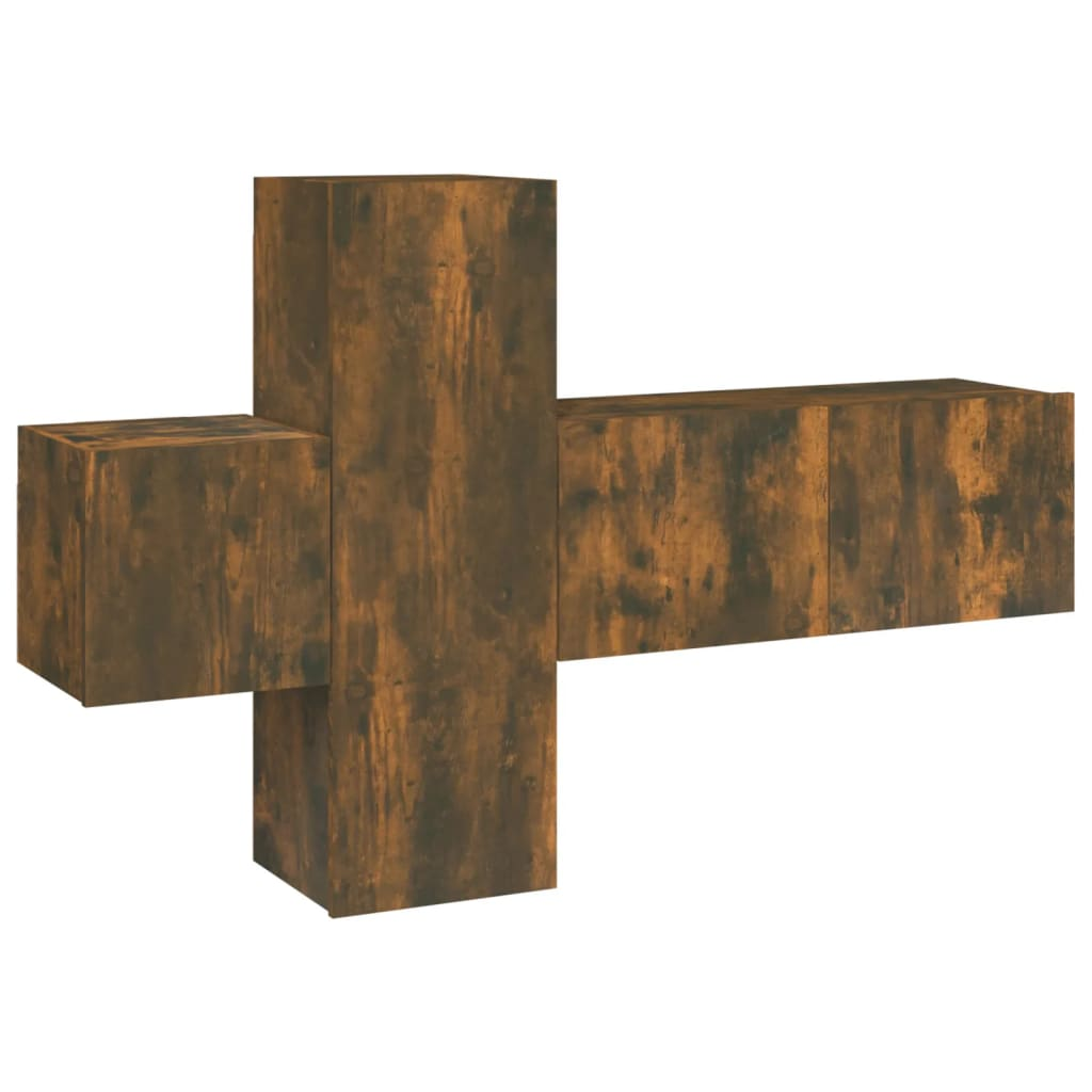 3 részes füstös tölgy színű szerelt fa TV-szekrényszett (3120224)