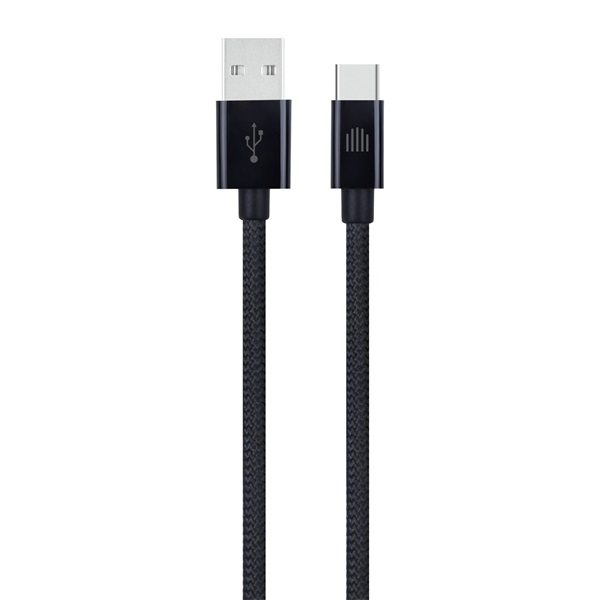 Dviced DV120007 1,25m USB A - Type-C fekete szőtt borítású adat- és töltőkábel (DV120007)