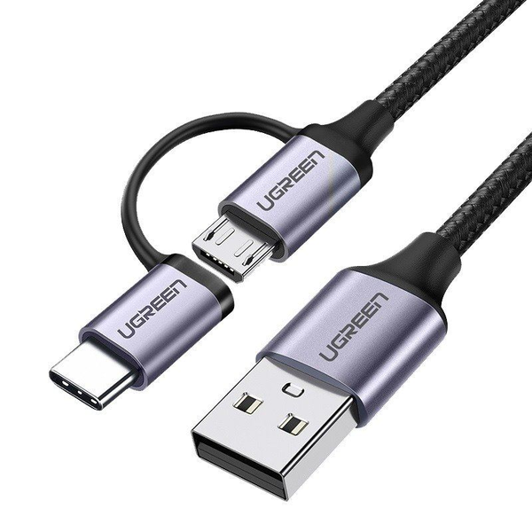 Cablu USB 2in1 UGREEN Type-C / Micro USB, QC 3.0, 1m Negru