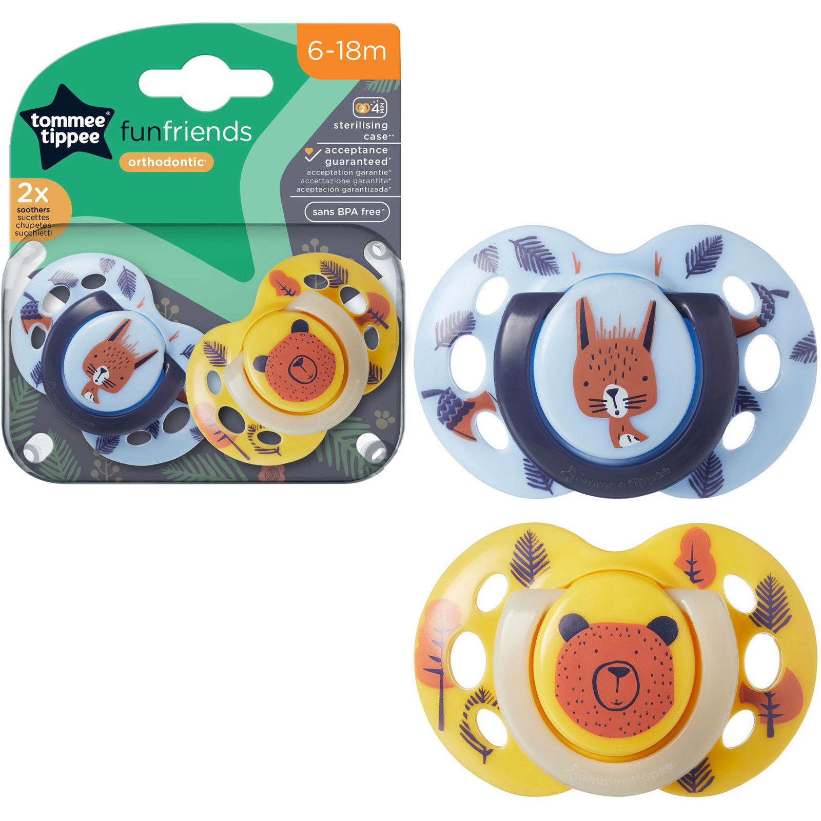 Tommee Tippee Fun Friends 6-18m, 2db (5010415333582)