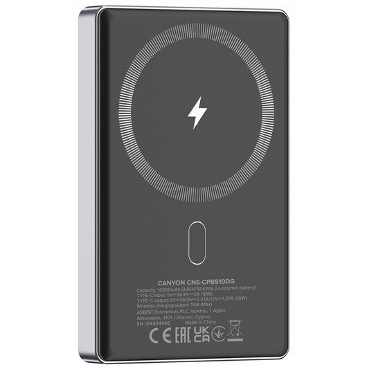 Canyon OnPower 510 Slim MagSafe 10000mAh Power Bank bézs