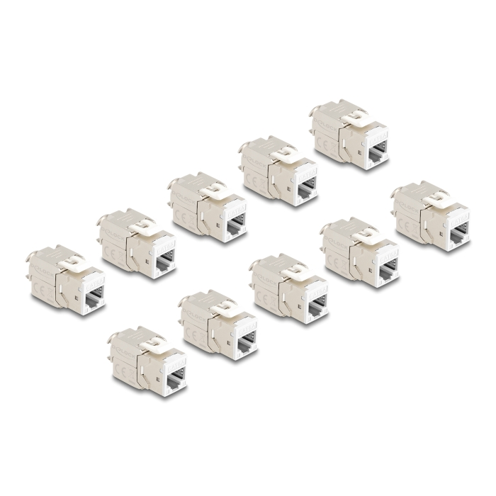 Delock Keystone Modul RJ45 anya - LSA Cat.6A eszközmentes fehér 10 db-os szett (88119) (88119)