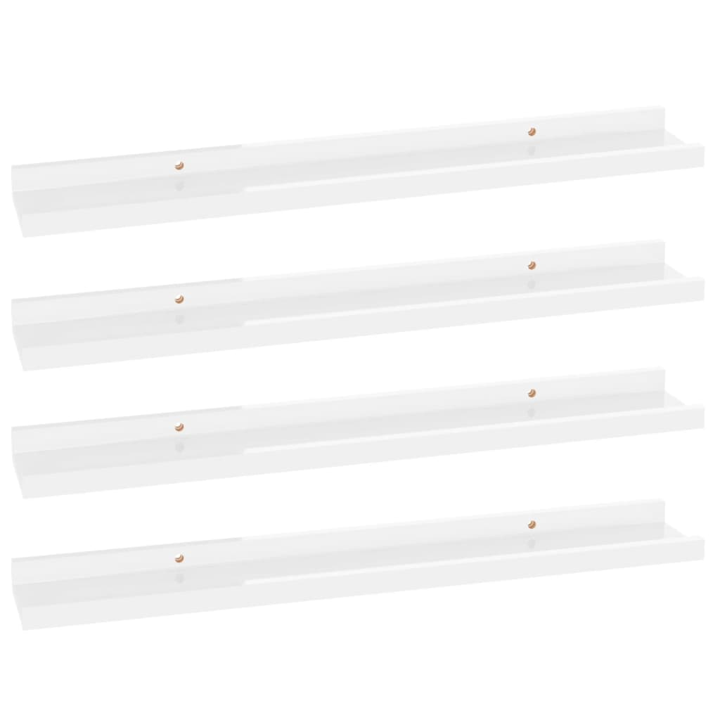 4 db magasfényű fehér fali polc 60 x 9 x 3 cm (326654)