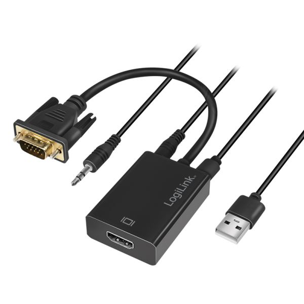 Adapter VGA en USB (M) --> HDMI (F) LogiLink