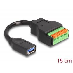 Delock A-típusú USB 3.2 Gen 1 anya - terminal block adapter kábel lenyomó gombbal 15cm (66241) (delock66241)