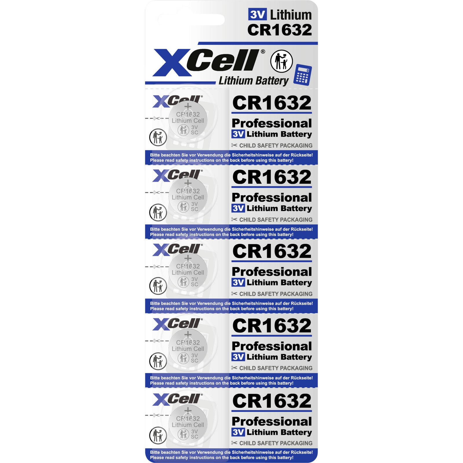 XCell Gombelem CR 1632 3 V 5 db 130 mAh Lítium CR1632-B5 (148262) (148262)