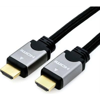 ROLINE HDMI High Speed Kabel mit Ethernet, ST-ST, schwarz / silber, 7,5 m
