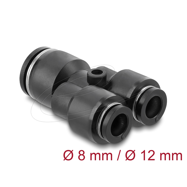 Pneumatik Steckverbinder 2 x 8 mm zu 1 x 12 mm mit Befestigungsloch Y-Form