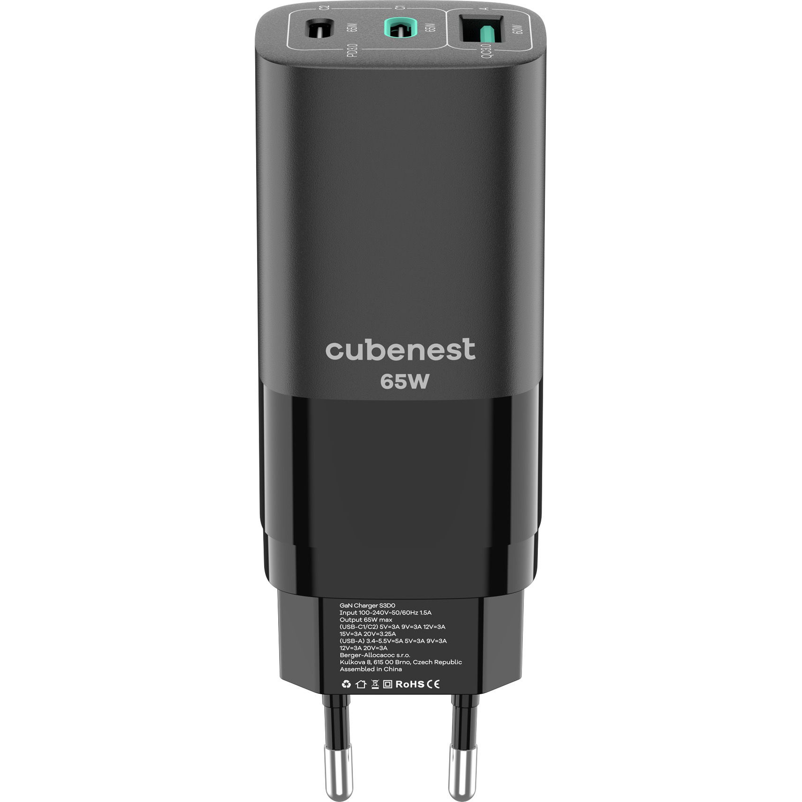 CubeNest S3D0 GaN adapter 65W fekete (6974699970125)