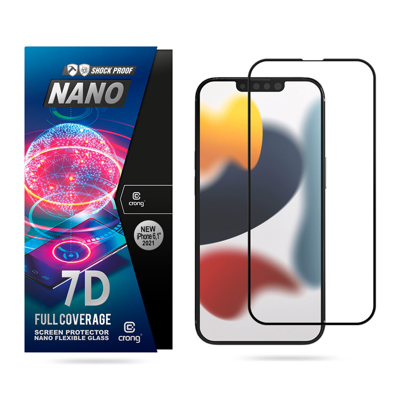 Crong 7D Nano Full Coverage Apple iPhone 14 / 13 / 13 Pro rugalmas üveg képernyővédő fólia (CRG-7DNANO-IP13P)