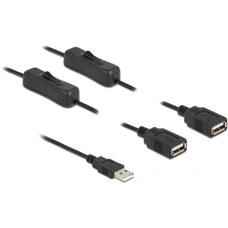 Delock USB A-típusú kábel apa   2 db. USB A-típusú anya kapcsolóval ellátott, 1 m (86803)