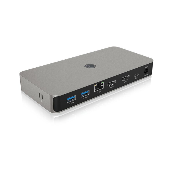ICY BOX IB-DK2880-C41 Bedraad USB4 Antraciet, Zwart
