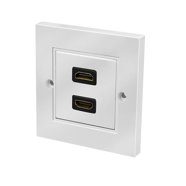 HDMI wall plate, 2-port, with 2x HDMI-A coupler F/F, white