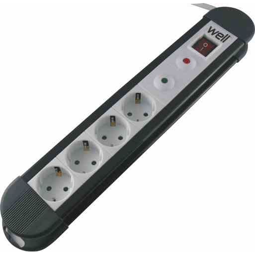 Well hálózati elosztó 4-es 5 m túlfeszültség és túlterhelés védelemmel (EXTS-4S5M-PROT-WL) (EXTS-4S5M-PROT-WL)