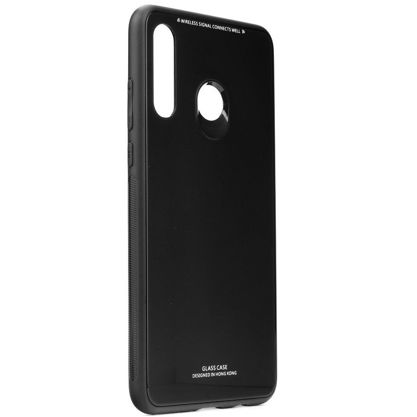 Huawei Y5p / Honor 9S, Szilikon védőkeret, üveg hátlap, Glass Case, fekete (94926)