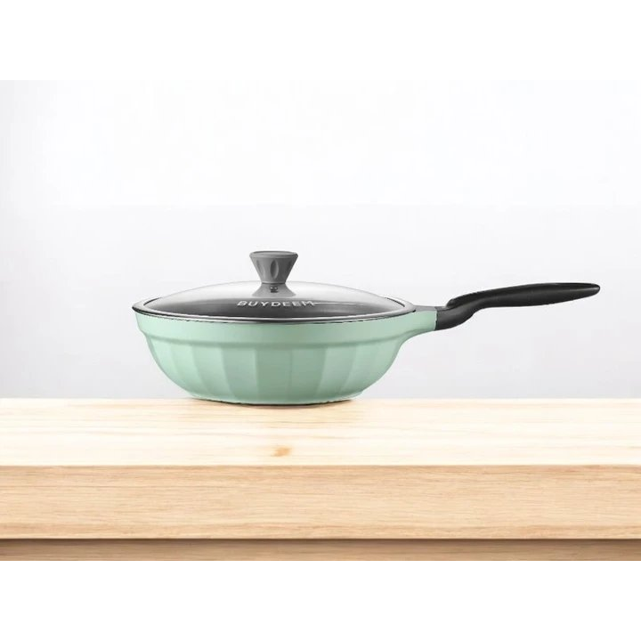 BUYDEEM Cast Aluminum Nonstick Frying Pan, model CP102, color Cozy Greenish (CP102-CG)