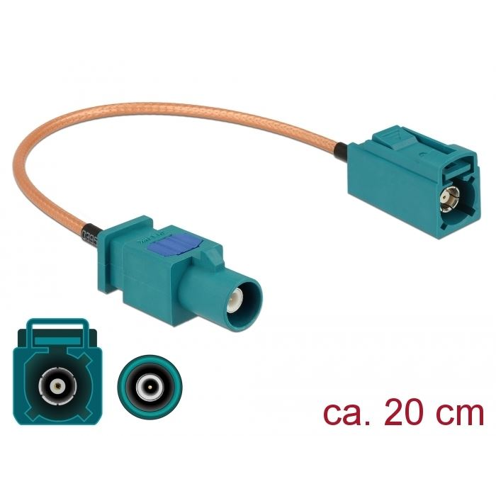 Delock FAKRA Z-dugó > FAKRA Z-hüvely RG-316 antenna kábel 20cm (89660) (DE89660)