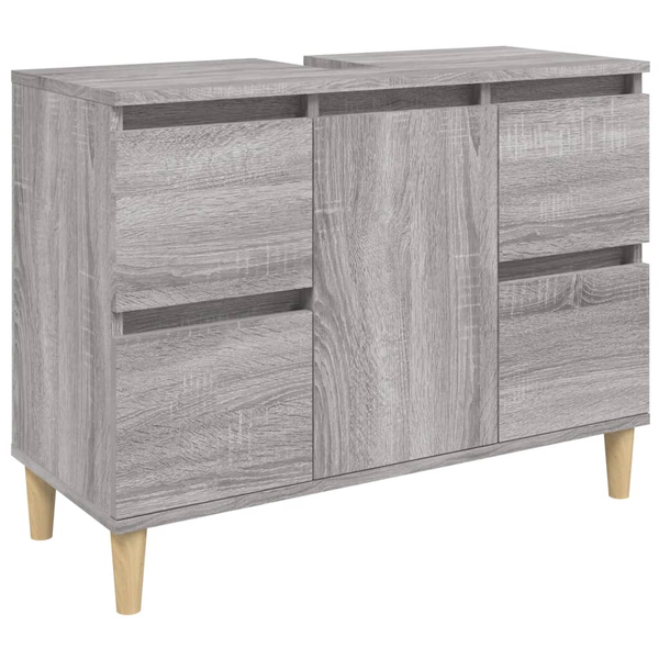 szürke sonoma színű szerelt fa mosdószekrény 80 x 33 x 60 cm