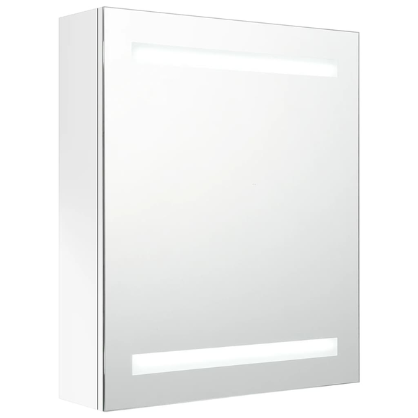 fényes fehér LED-es tükrös fürdőszobaszekrény 50 x 14 x 60 cm