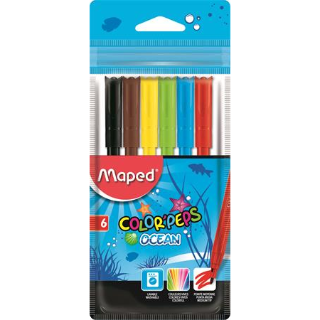 Maped Color'Peps Ocean 2mm Filctoll készlet kimosható - 6 különböző szín (6 db) (845723)