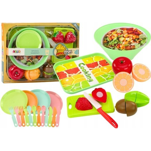 Lean Toys Gyümölcsvágó Készlet Saláta Evőeszköz Tálca Élelmiszerek 25 db