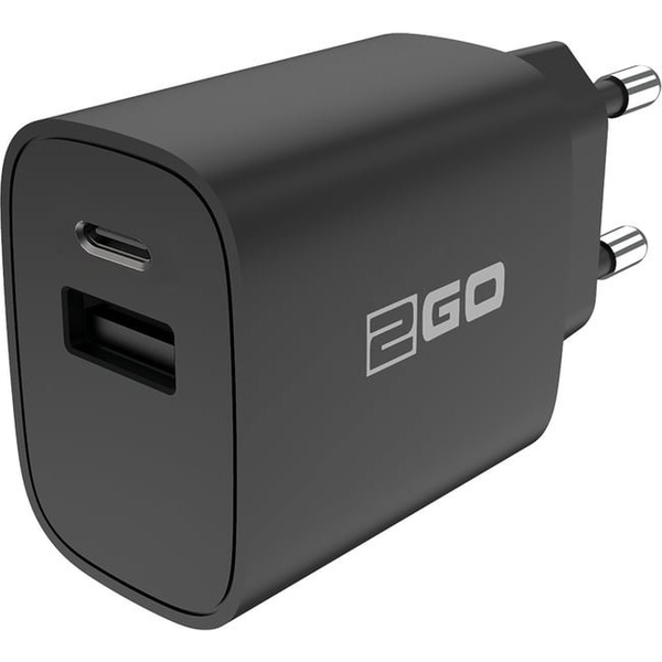2GO Ladegerät 20W 2-Port 1x USB-A u. 1x USB-C    schwarz