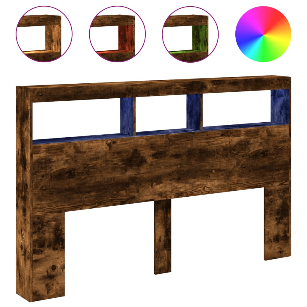 füstös tölgy színű áthidalószekrény LED-ekkel 160x17x102 cm (839207)