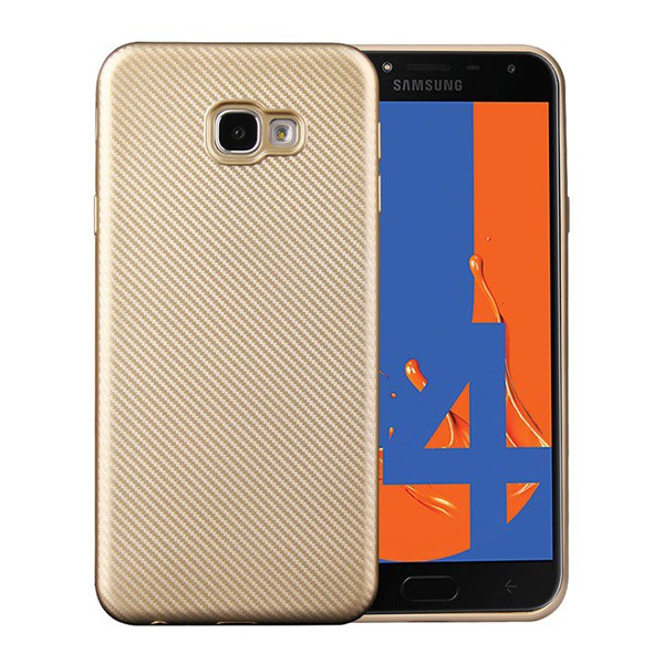 Szilikon telefonvédő (karbon minta) ARANY [Samsung Galaxy J4 Plus (SM-J415F)] (5996457821211)