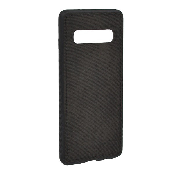 Szilikon telefonvédő (szövet minta) FEKETE [Samsung Galaxy S10 (SM-G973)] (5996457845361)