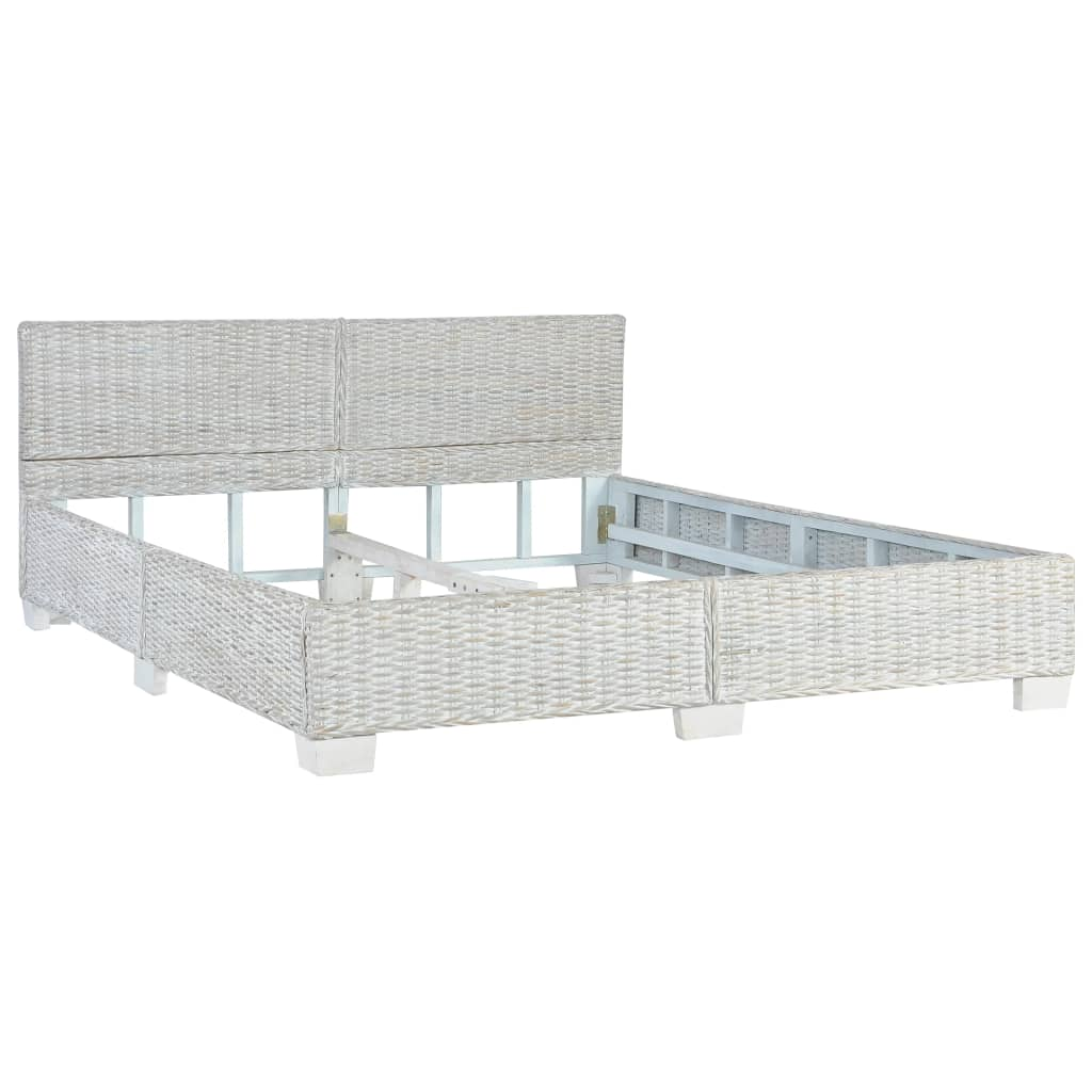 szürke természetes rattan ágykeret 160 x 200 cm (283092)
