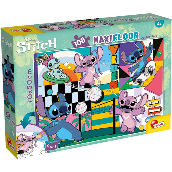 Stitch 2 az 1-ben 108db-os puzzle és színező 70x50cm - Lisciani