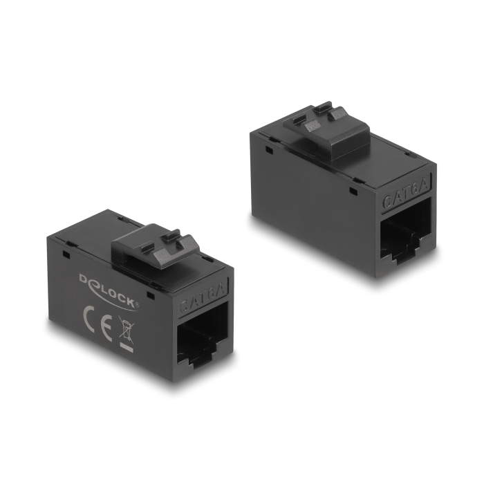 Delock Keystone modul, RJ45-aljzat - RJ45-aljzat, Cat.6A UTP fekete (90638) (90638)