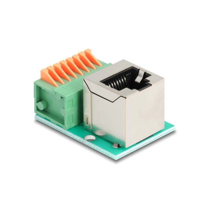 Delock RJ45 anya 90 -ban hajlított sorkapocs lenyomó gombbal Cat.5e (90653) (90653)