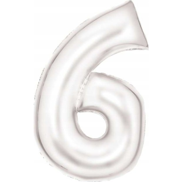 Lustre Szám Fólia Lufi - 6-os, 86 cm, Fehér (9917298)