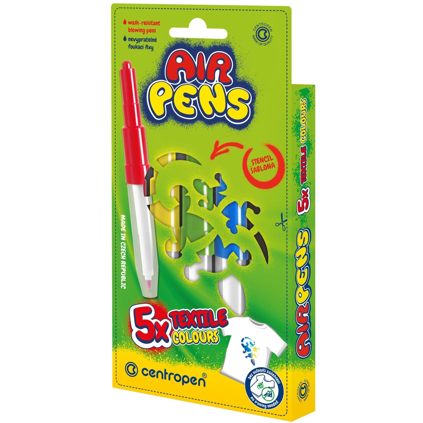 Centropen Air Pens 1539, fújós, textilre, 5 db a csomagban (8595013605127)