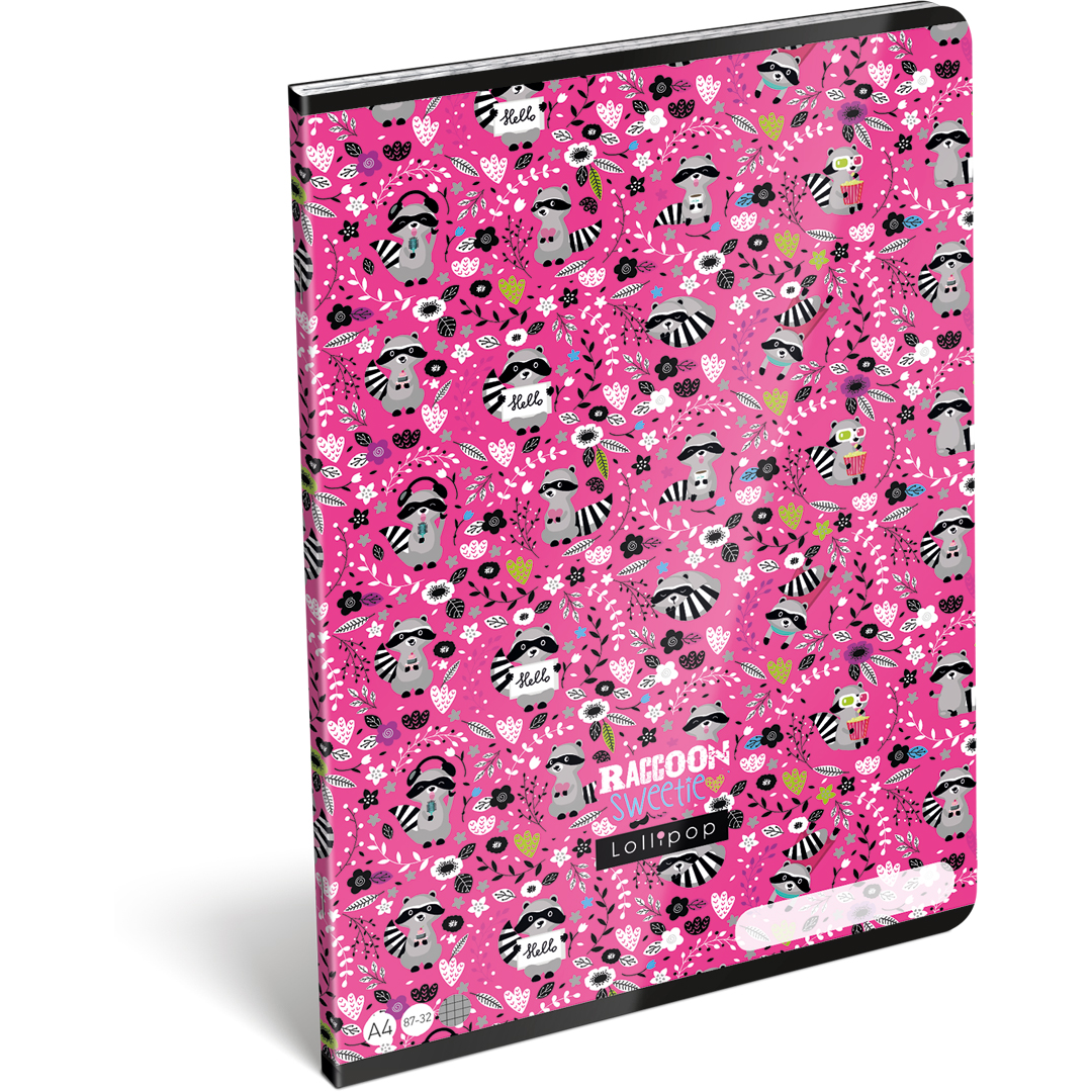 Lizzy Card Lollipop Raccoon Sweetie 32 lapos A! Négyzetrácsos füzet - Mintás (21859152)