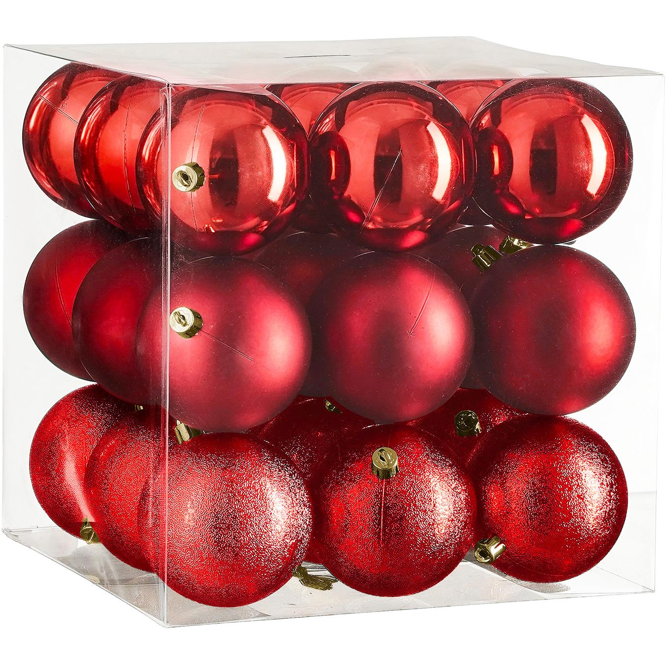 LAALU díszkészlet: kerek, piros mix 8 cm, 27 db (LAU-6230)