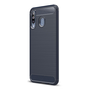 Samsung Galaxy M30 SM-M305F, TPU szilikon tok, közepesen ütésálló, szálcsiszolt, karbon minta, sötétkék