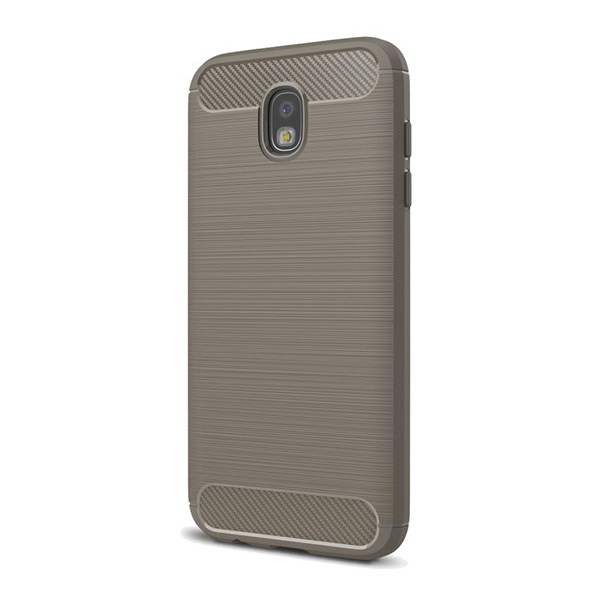 Szilikon telefonvédő (közepesen ütésálló, légpárnás sarok, szálcsiszolt, karbon minta) SZÜRKE [Samsung Galaxy J5 (2017) SM-J530 EU] (5996457709632)