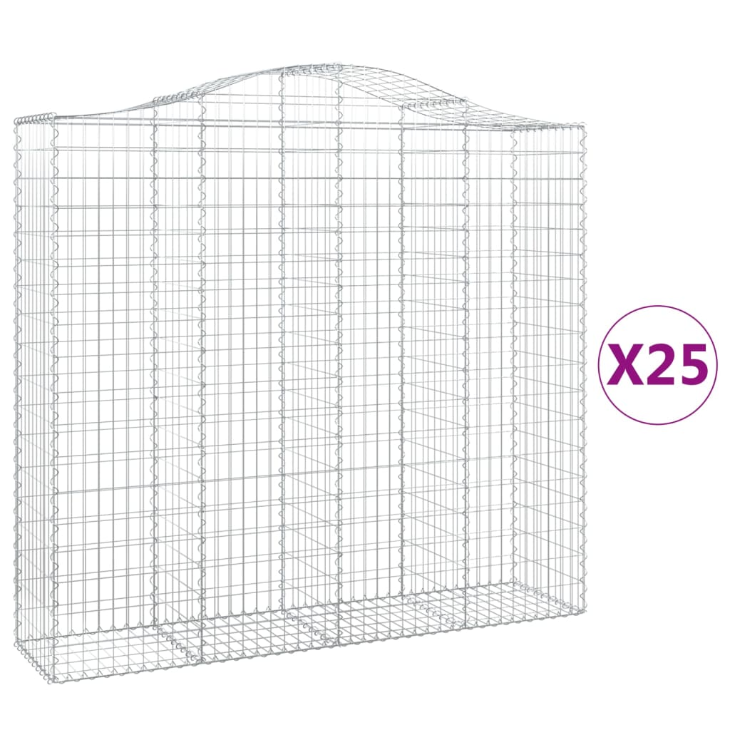 25 db íves horganyzott vas gabion kosár 200x50x180/200 cm (3145740)