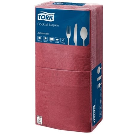 Tork Advanced 1/4 hantogatott 2 rétegű szalvéta - 24x24cm /Bordó (200 db) (477824)