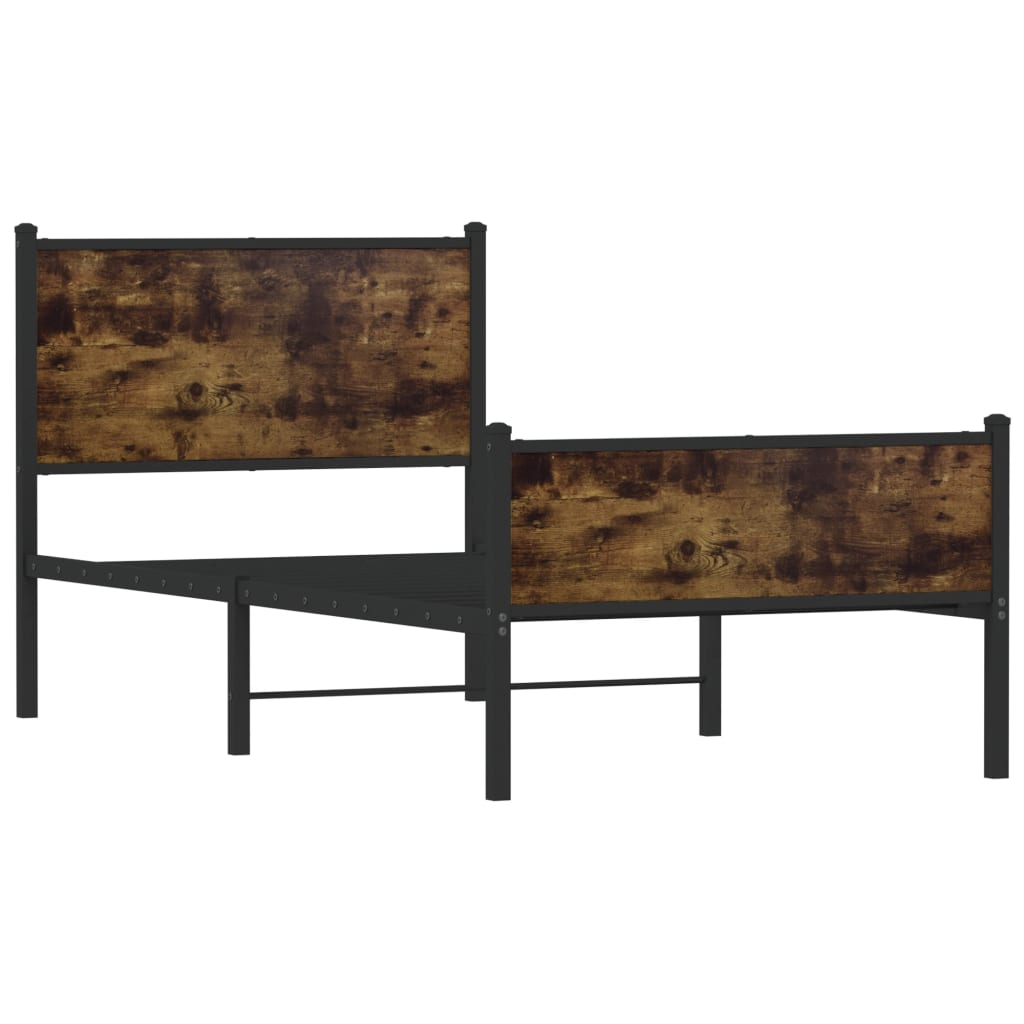 füstös tölgyszínű fém ágykeret matrac nélkül 80 x 200 cm (4007841)