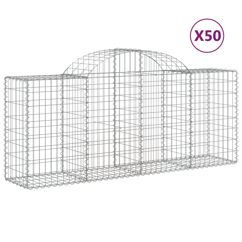 50 db íves horganyzott vas gabion kosár 200x50x80/100 cm (3146318)