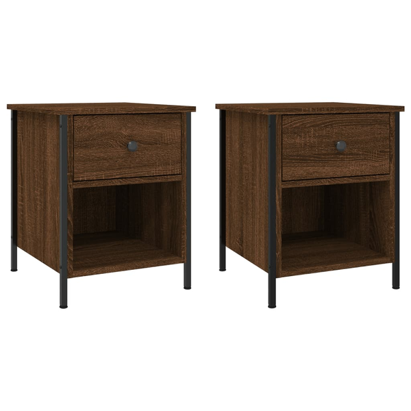 Комплект нощни шкафчета vidaXL, 2 бр, Кафяв дъб, 40x42x50 см, Инженерно дърво, 22.8 Kg